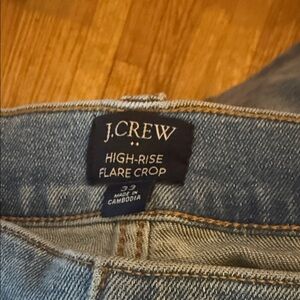 J.Crew High Rise Flare Button FlyCrop Jeans - Light Blue Denim SIZE 33/14-16 NWT